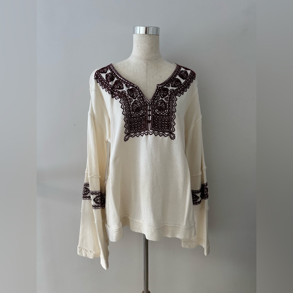 Embroidered Cream Top